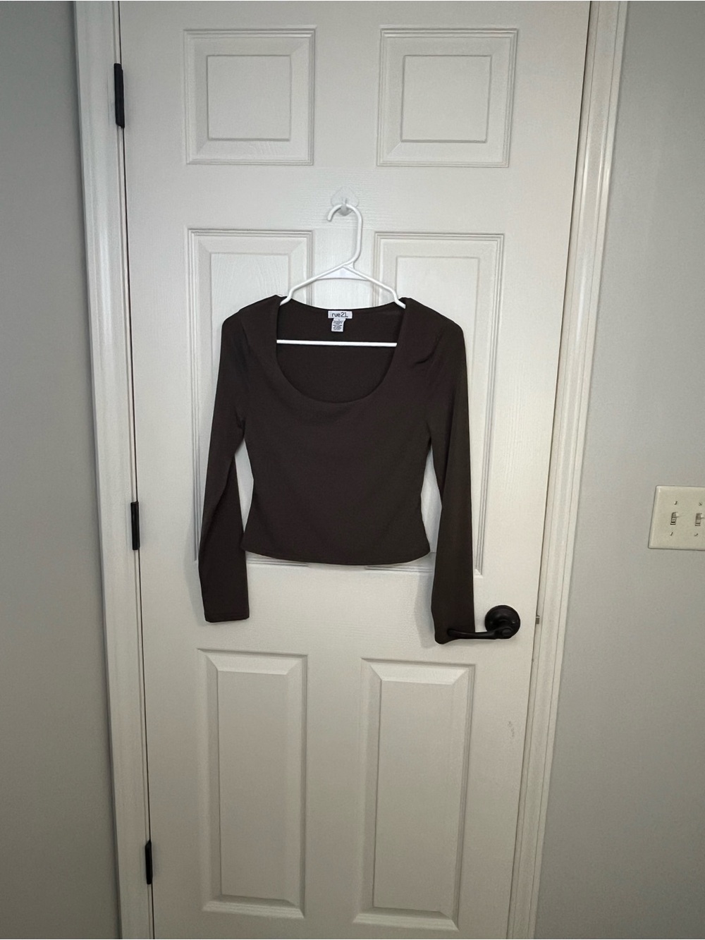 Rue21 Brown Long Sleeve Scoop Neck Crop Top